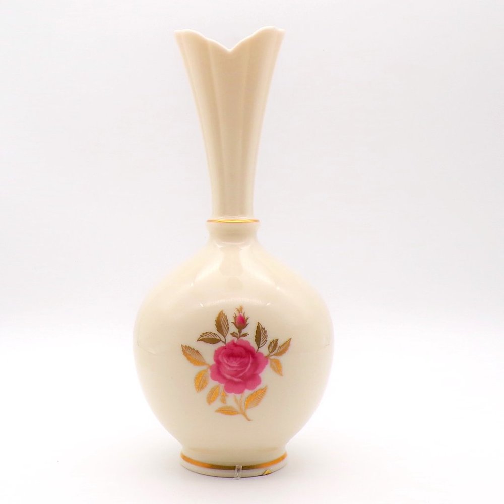 Vintage Lenox Rose Cream and Gold Vase